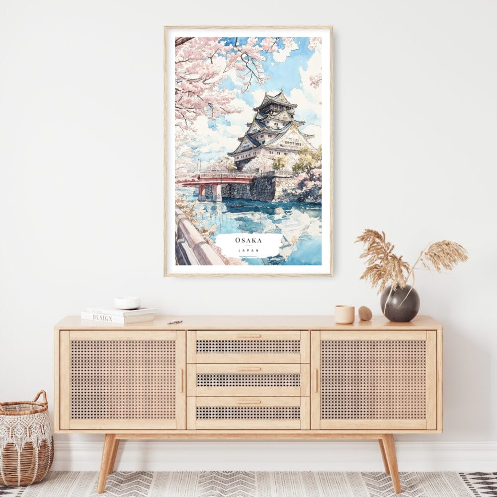 Osaka Japan Watercolor Art Print - Shelf - Portrait Osaka Japan Watercolor Art Print - Shelf - Portrait