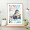Osaka Japan Watercolor Art Print on shelf