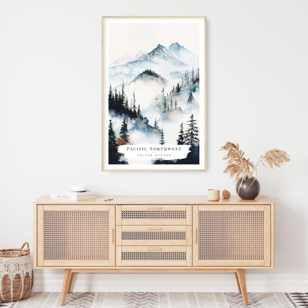 Pacific Northwest Watercolor Art Print - Shelf - Portrait Pacific Northwest Watercolor Art Print - Shelf - Portrait