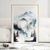 Pacific Northwest Watercolor Art Print - Wood Frame standing on Floor