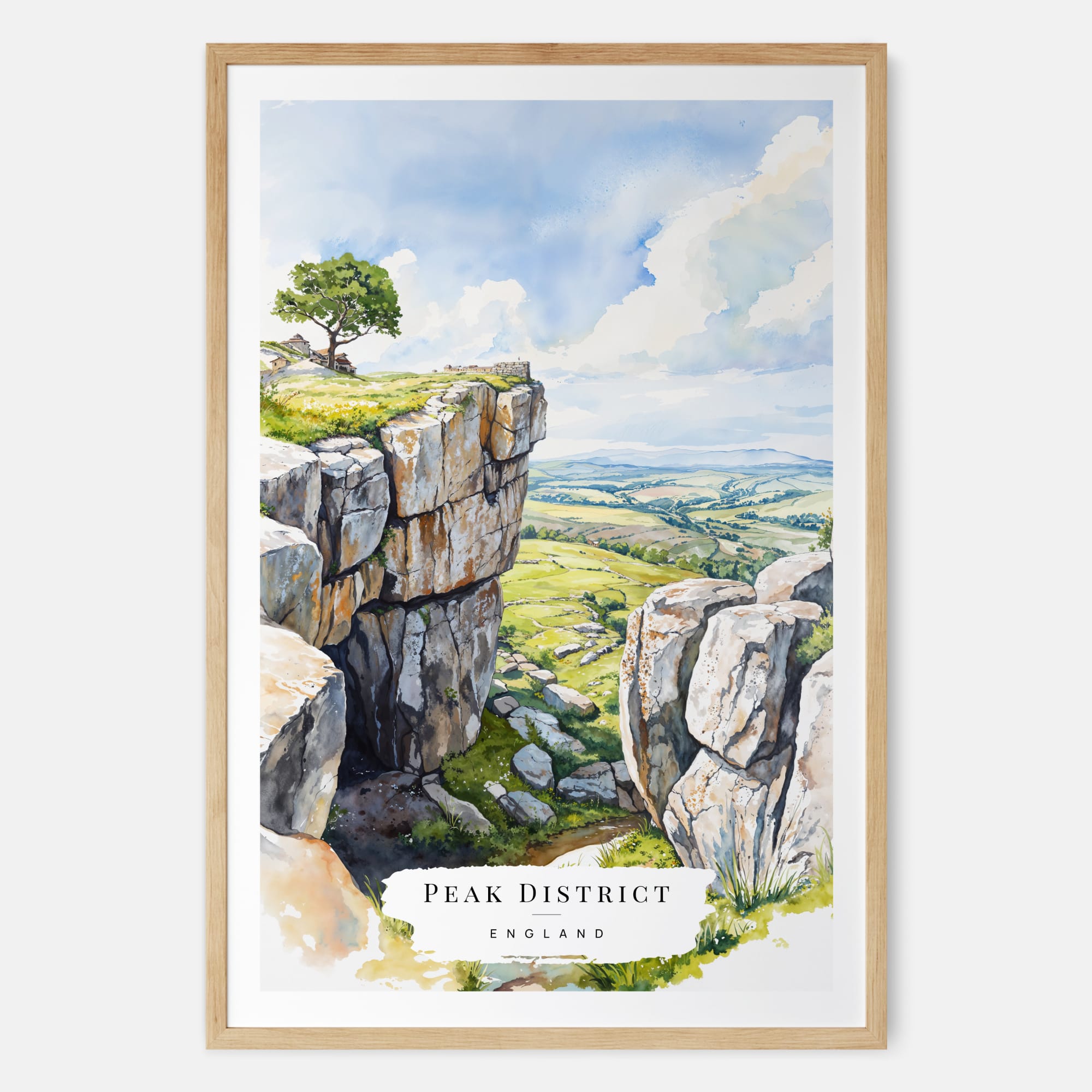 Peak District England Watercolor Print – British Countryside Art Print