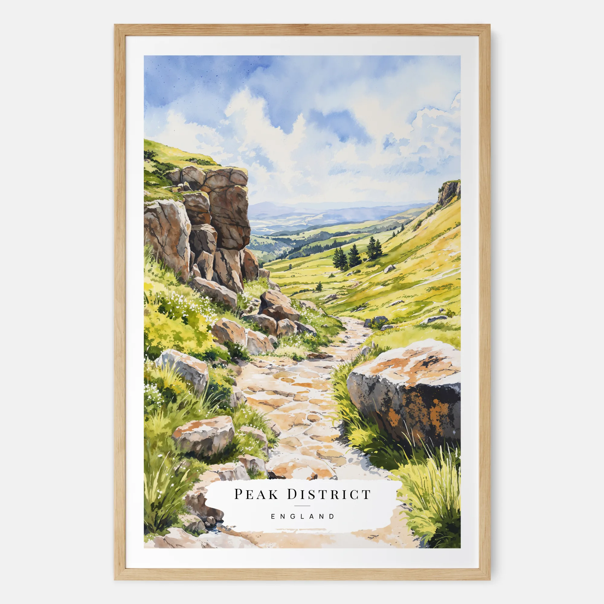 Peak District Watercolor Print - English Countryside Art Print
