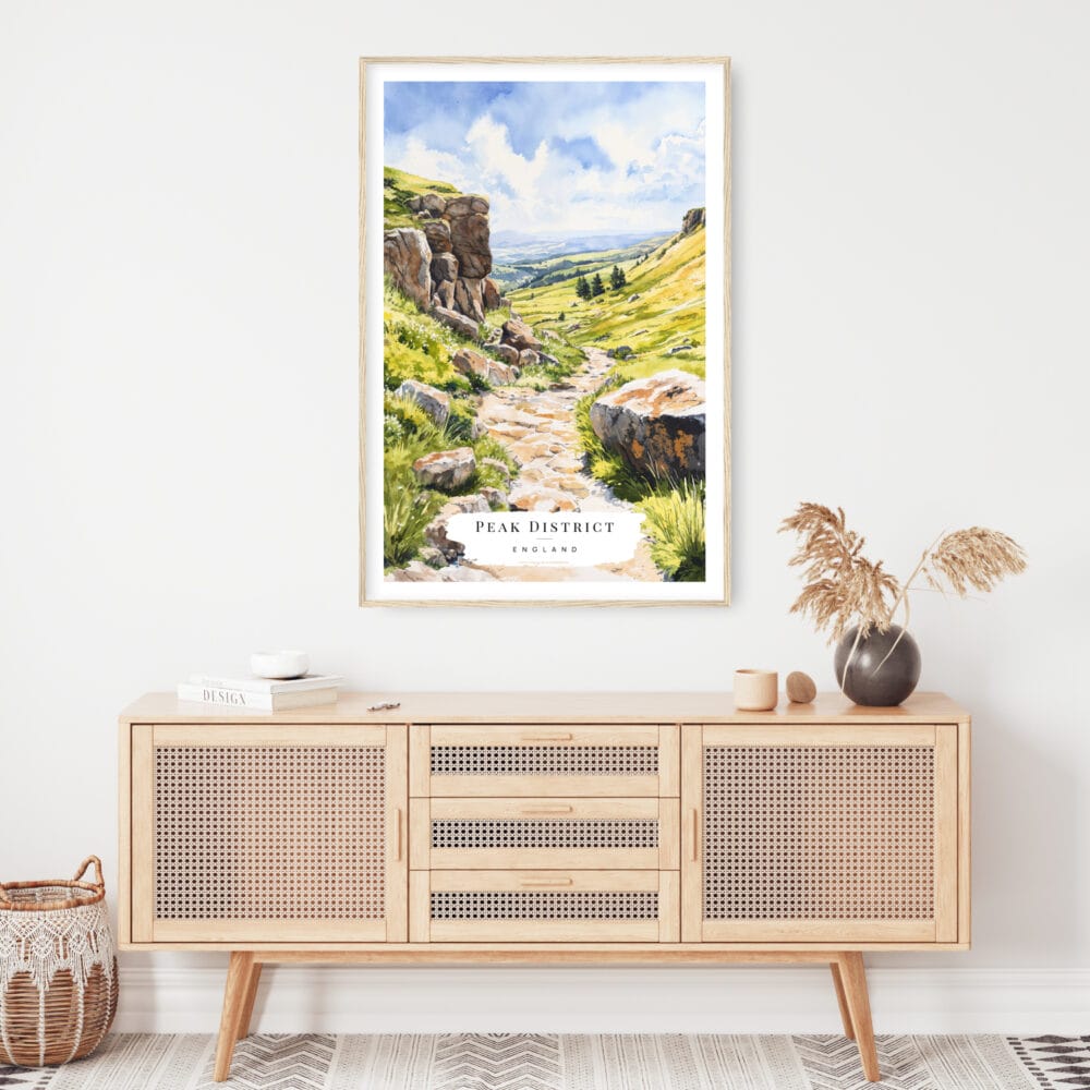 Peak District Watercolor Art Print - Shelf - Portrait Peak District Watercolor Art Print - Shelf - Portrait