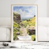 Peak District Watercolor Art Print - Wood Frame standing on Floor