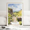 Peak District Watercolor Art Print - Wood Frame standing on Floor