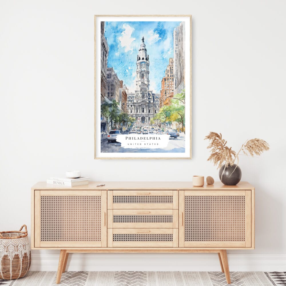Philadelphia City Hall Watercolor Art Print - Shelf - Portrait Philadelphia City Hall Watercolor Art Print - Shelf - Portrait