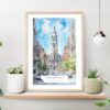Philadelphia City Hall Watercolor Art Print on shelf