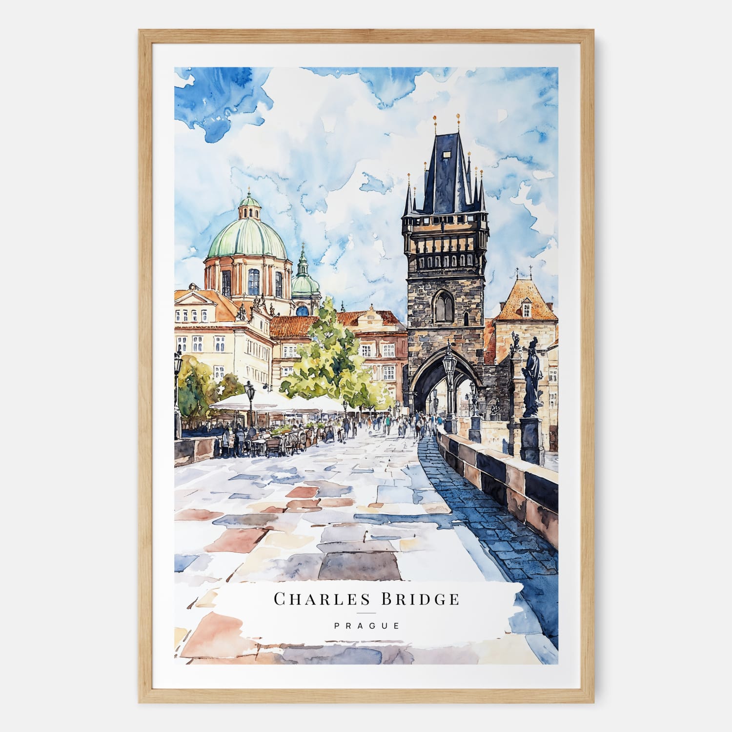 Charles Bridge Watercolor Print – Prague Travel Art Print
