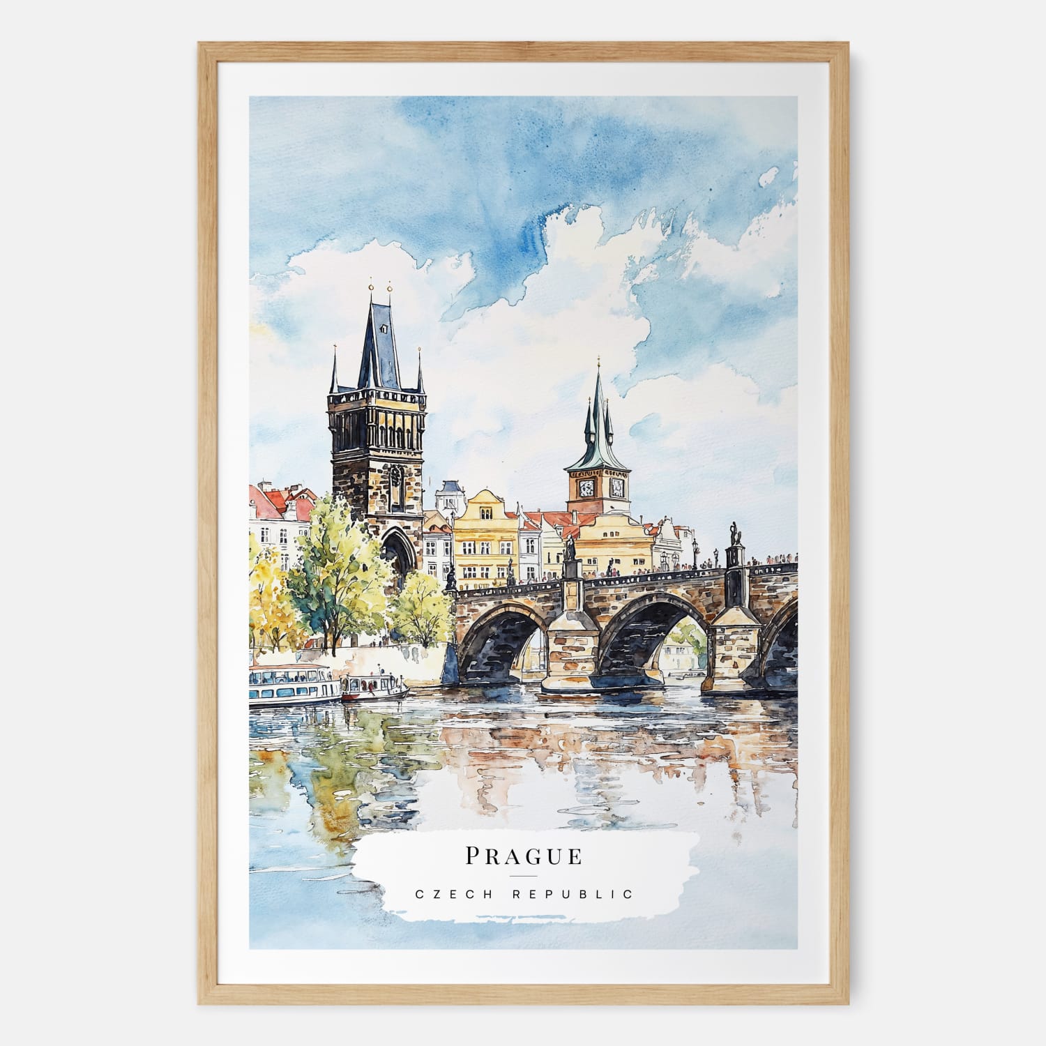 Prague Charles Bridge Watercolor Print – European Travel Art Print