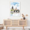 Prague Charles Bridge Watercolor Art Print - Shelf - Portrait