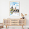 Prague Charles Bridge Watercolor Art Print - Shelf - Portrait