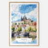 Prague St Vitus Cathedral Watercolor Art Print - Main - Wood Frame