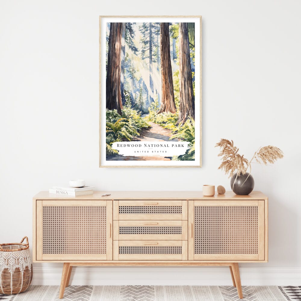 Redwood National Park Watercolor Art Print - Shelf - Portrait Redwood National Park Watercolor Art Print - Shelf - Portrait