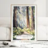 Redwood National Park Watercolor Art Print - Wood Frame standing on Floor