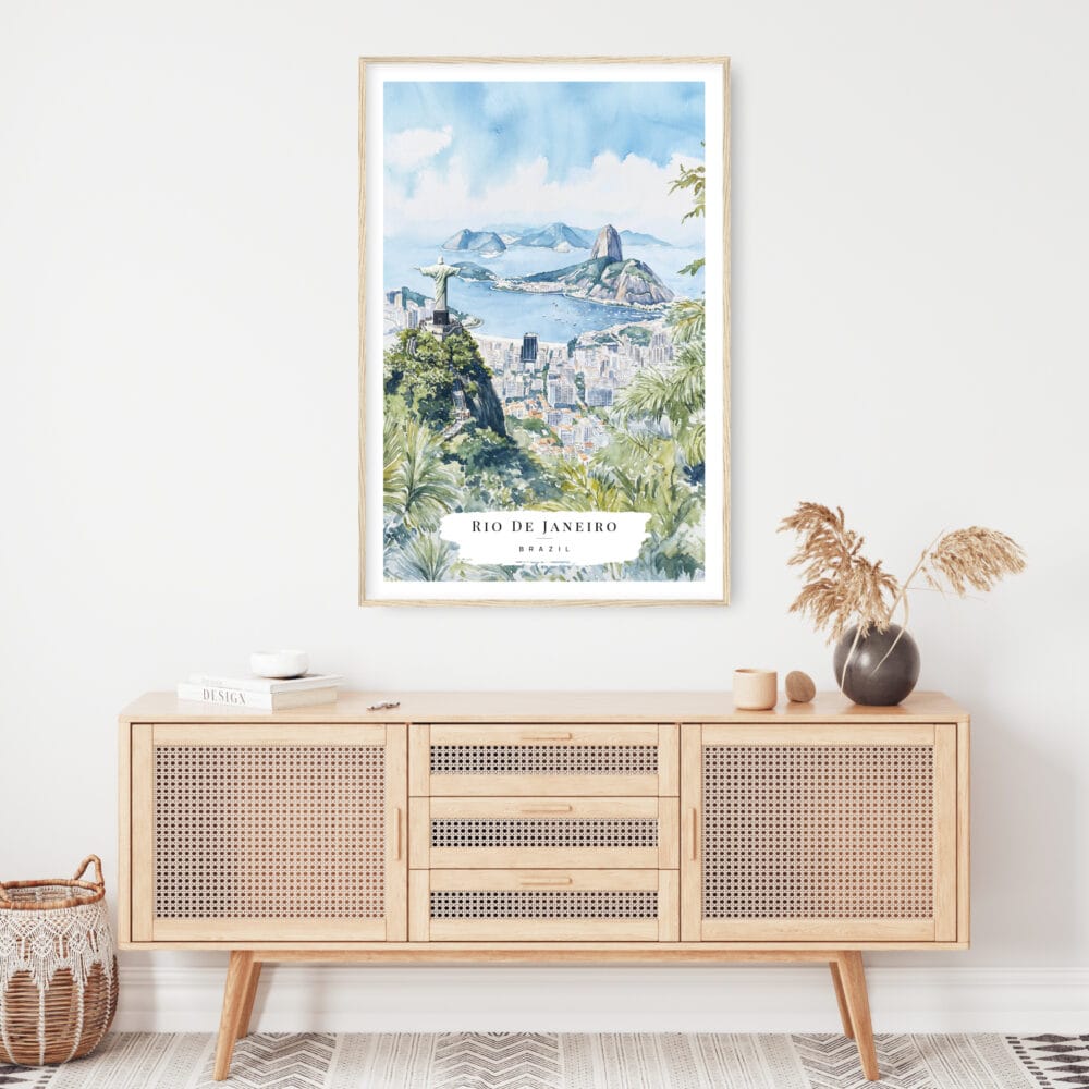 Rio De Janeiro Watercolor Art Print - Shelf - Portrait Rio De Janeiro Watercolor Art Print - Shelf - Portrait