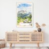 Rocky Mountains Watercolor Art Print - Shelf - Portrait