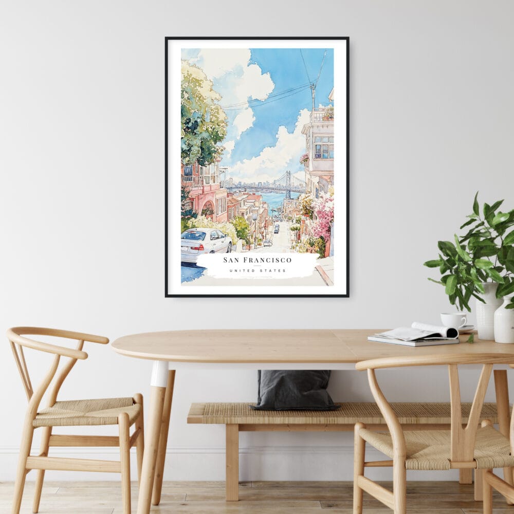 San Francisco Lombard Street Watercolor Art Print - Kitchen Wall Art - Portrait San Francisco Lombard Street Watercolor Art Print - Kitchen Wall Art - Portrait