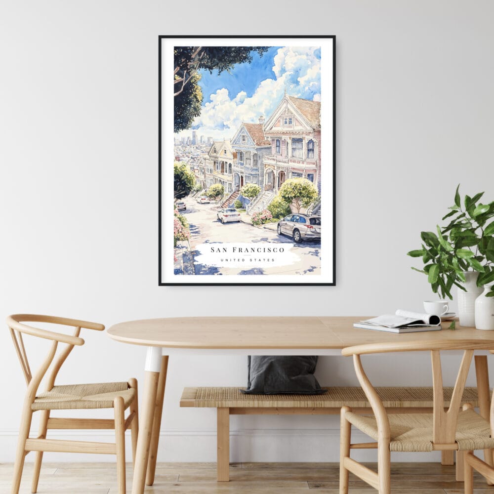 San Francisco Painted Ladies Watercolor Art Print - Kitchen Wall Art - Portrait San Francisco Painted Ladies Watercolor Art Print - Kitchen Wall Art - Portrait