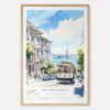San Francisco Tram Watercolor Art Print - Main - Wood Frame