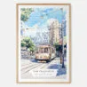 San Francisco Watercolor Art Print - Main - Wood Frame