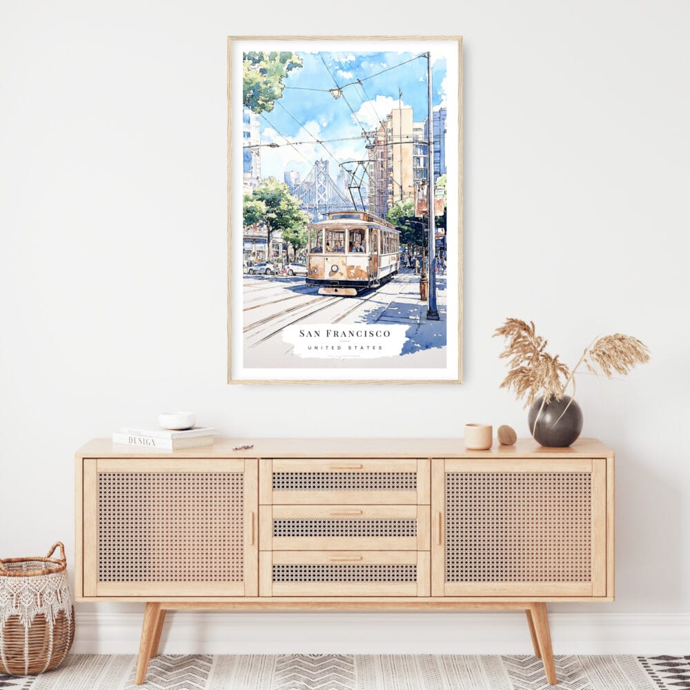 San Francisco Watercolor Art Print - Shelf - Portrait San Francisco Watercolor Art Print - Shelf - Portrait