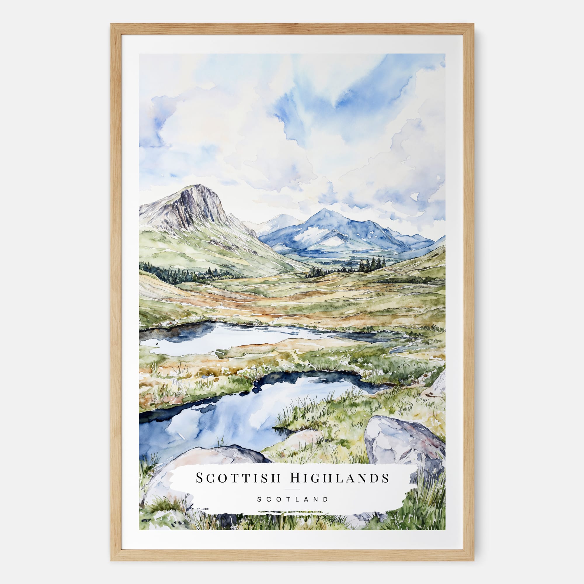 Scottish Highlands Watercolor Print – Scotland Travel Art Print