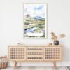 Scottish Highlands Watercolor Art Print - Shelf - Portrait