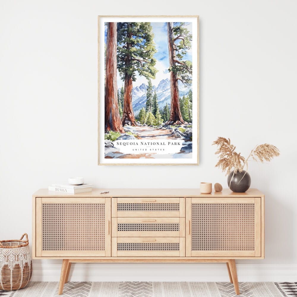 Sequoia California Watercolor Art Print - Shelf - Portrait Sequoia California Watercolor Art Print - Shelf - Portrait
