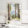 Sequoia National Park Watercolor Art Print - Wood Frame standing on Floor