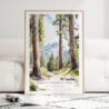 Sequoia National Park Watercolor Art Print - Wood Frame standing on Floor