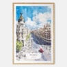 Spain Madrid Watercolor Art Print - Main - Wood Frame