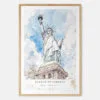 Statue of Liberty Watercolor Art Print - Main - Wood Frame