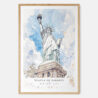 Statue of Liberty Watercolor Art Print - Main - Wood Frame
