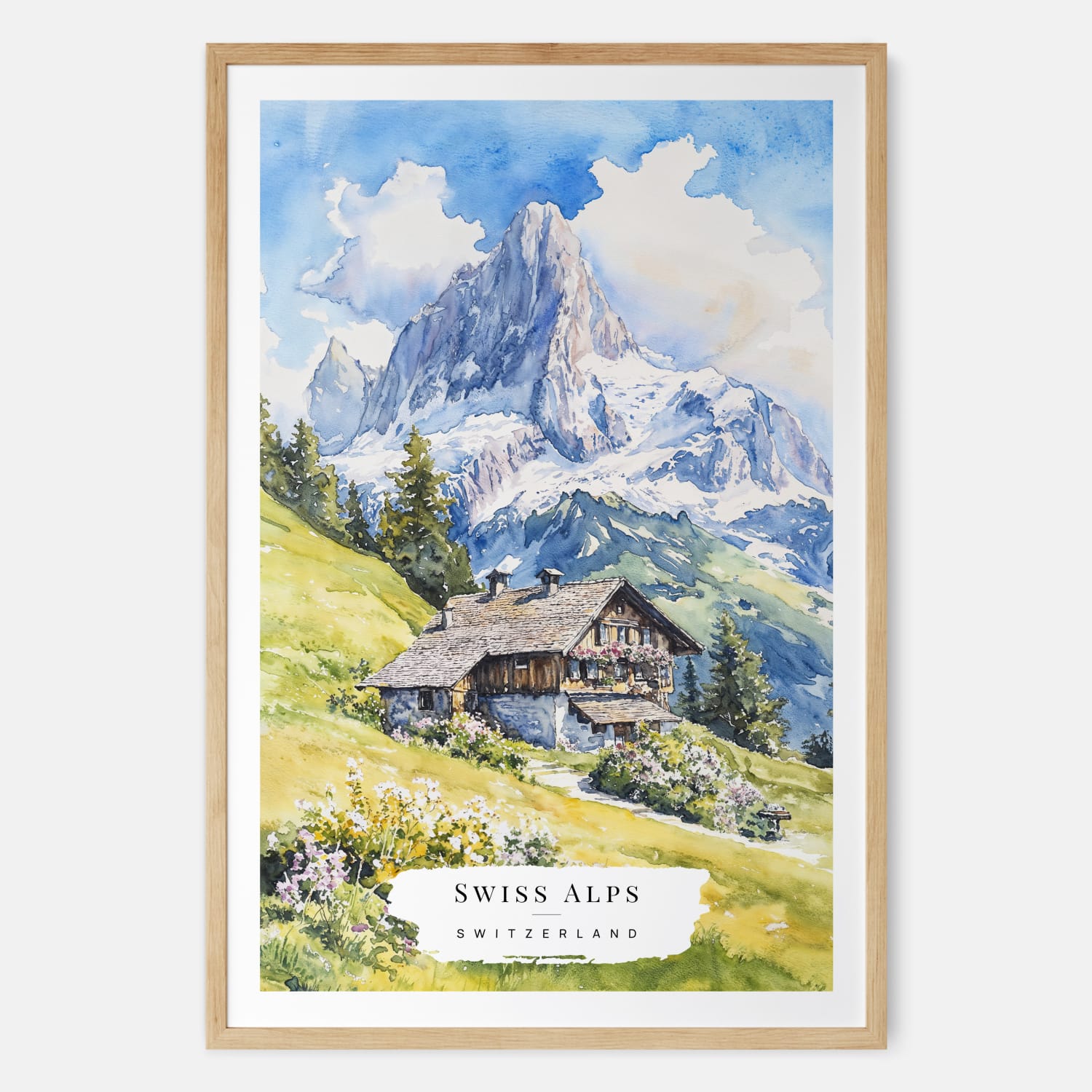 Swiss Alps Watercolor Print –  Swiss Mountains Art Print