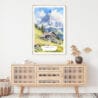 Swiss Alps Watercolor Art Print - Shelf - Portrait
