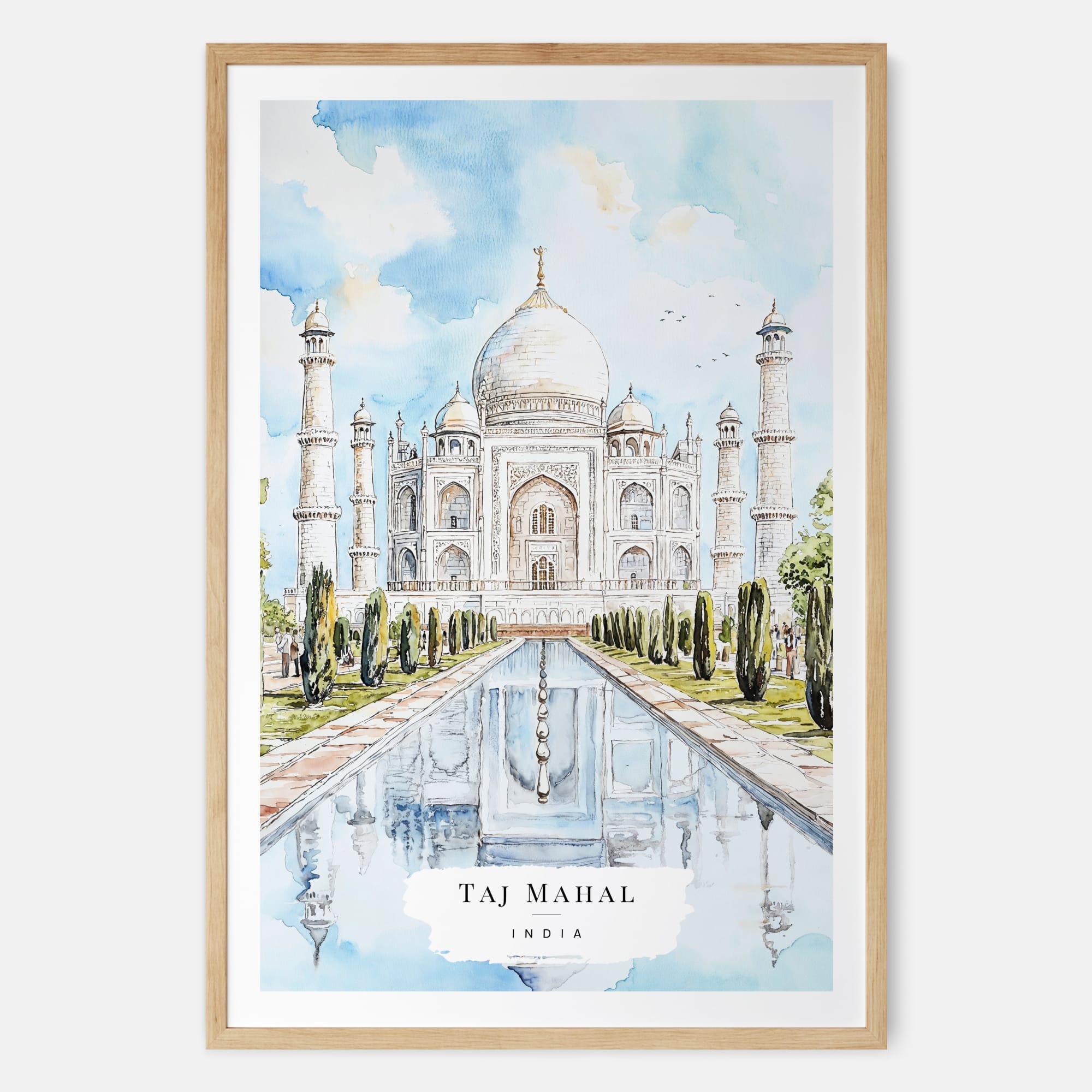 Taj Mahal Watercolor Painting – India Travel Art Print