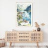 The Fjords Watercolor Art Print - Shelf - Portrait