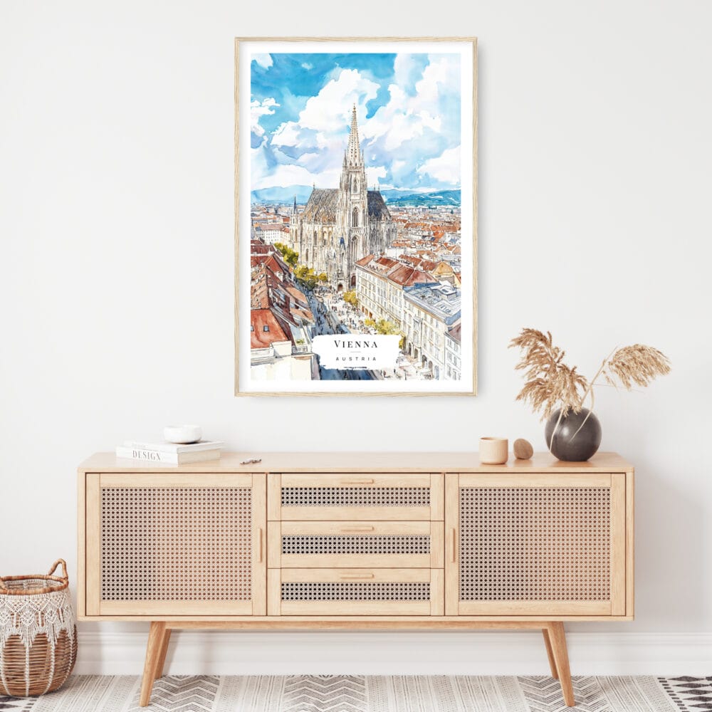 Vienna Watercolor Art Print - Shelf - Portrait Vienna Watercolor Art Print - Shelf - Portrait