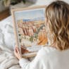 Woman Holding Framed Bryce Canyon National Park Watercolor Wall Art - Portrait