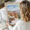 Woman Holding Framed Bryce Canyon Watercolor Wall Art - Portrait