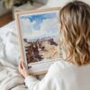 Woman Holding Framed Canyonlands National Park Watercolor Wall Art - Portrait