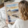 Woman Holding Framed Death Valley National Park Watercolor Wall Art - Portrait