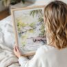 Woman Holding Framed Florida Everglades Watercolor Wall Art - Portrait