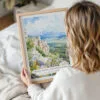 Woman Holding Framed Great Basin National Park Watercolor Wall Art - Portrait