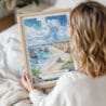 Woman Holding Framed Great Ocean Road Australia Watercolor Wall Art - Portrait