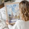 Woman Holding Framed Las Vegas Nevada Watercolor Wall Art - Portrait