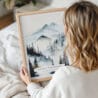 Woman Holding Framed Pacific Northwest Watercolor Wall Art - Portrait