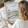 Woman Holding Framed Scottish Highlands Watercolor Wall Art - Portrait