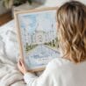 Woman Holding Framed Taj Mahal India Watercolor Wall Art - Portrait