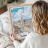 Woman Holding Framed Vienna Watercolor Wall Art - Portrait